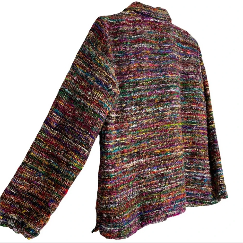 THE TERRITORY AHEAD Multi Colored Silk Jacket lightly worn sz M! - Picture 5 of 12